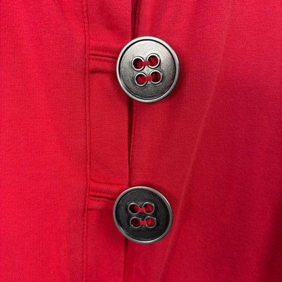 Neon Buddha Coral Red Button Yoga Jacket Stretch size Small Cotton Athleisure - Picture 6 of 10